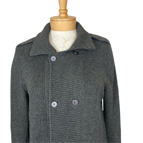 H&M Ribbed Double Breasted Long Sleeve Tunic Length Heather Green Size Small - Picture 2 of 10